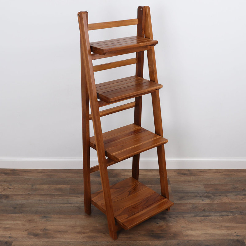 Millwood Pines Wooden Ladder Shelf (Teak) Wayfair